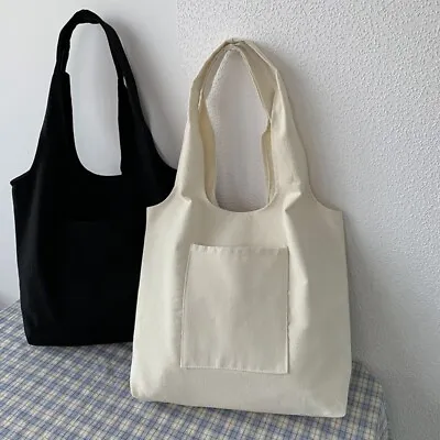 Shopping Bag Reusable Cotton Canvas Tote Fabric Large Capacity Shoulder Bag • $14.80