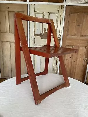 Vintage Solid Wood Beech Red Aldo Jacober Folding Chair Habitat • £50