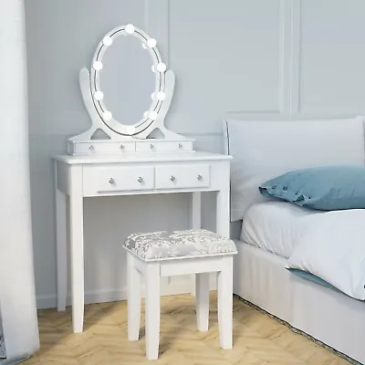 $159.99 • Buy Dressing Table Set Vanity Makeup Mirror Stool Desk Dresser With Led Mirror Light