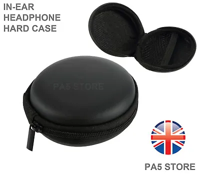 Black In Ear Ipod Headphone Earbuds Round Storage Hard Carry Case With Zip Ipad/ • £3.69