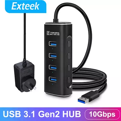 USB 3.1 Gen2 4 Ports USB Hub SuperSpeed 10Gbps Powered USB Hub Splitter Power AU • $45.95