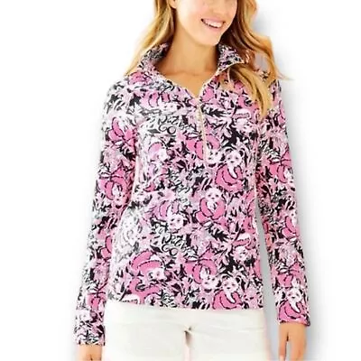 Lilly Pulitzer Popover Half Zip Hanging With My Boo Pink Panda Women's Small • £28.93