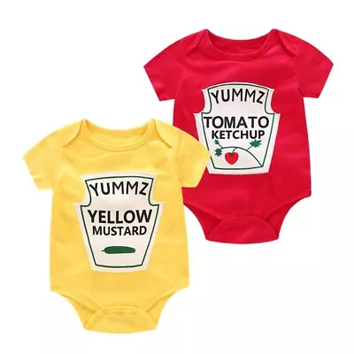 Letter Twins Clothes Short Sleeved Baby Shower Gifts New Baby Bodysuit • £7.45