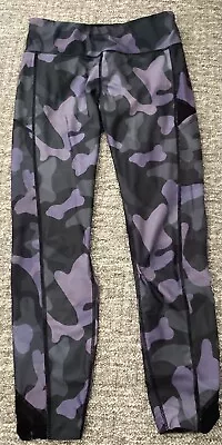 Souluxe  Gym Running Leggings Lycra Active Wear Black Purple Camouflage  Size 10 • £4.95