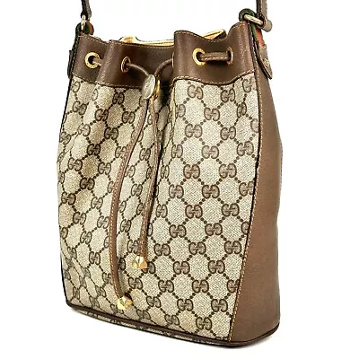 Vintage Gucci Sherry Line Drawstring Shoulder Bag PVC Authentic From JAPAN #241 • $265
