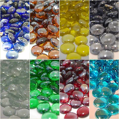 MIXED COLOUR Round Glass Pebbles Stones Nuggets Beads Button Lots Quantities NEW • £2.99