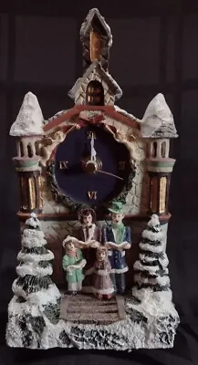 $3 • Buy Vintage Christmas Village Church Table Clock, Plays Christmas Music , Read