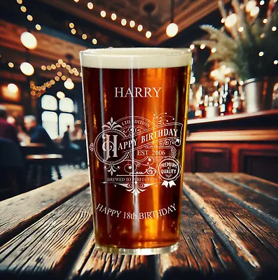 Personalised Birthday Pint 17th 18th 19th 20th 21st 23rd 24th 25th 26th 27th • £11.99