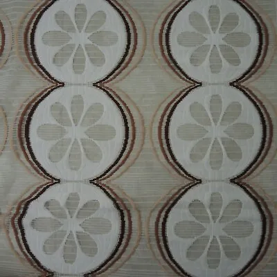 Vintage Sheer Fabric Remnant Retro 60s 70s Circles Brown 117  Wide X 70  Long • $24.95