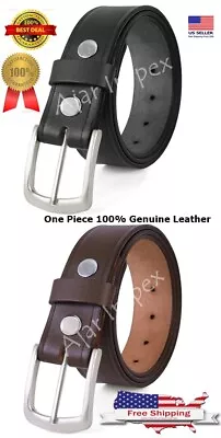 Mens Heavy Duty Genuine Leather 1.5  One Piece Leather CCW Work Belt • $14.99