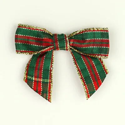 Tartan Pre-Tied Bows 5cm Wide Pack Of 10 Embellishment Crafts Christmas • £3.29