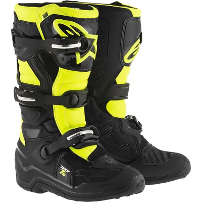 NEW Alpinestars Tech 7s Black/Fluro Yellow Kids Dirt Bike Boots • $249