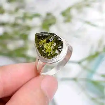 Moldavite 925 Sterling Silver Jewelry Ring-Statement Ring • $35.50