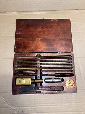 Vintage 1940s OL’ Sarge Gun Rod Cleaning Kit Brass Rods/Oiler Wooden Case • $22.72