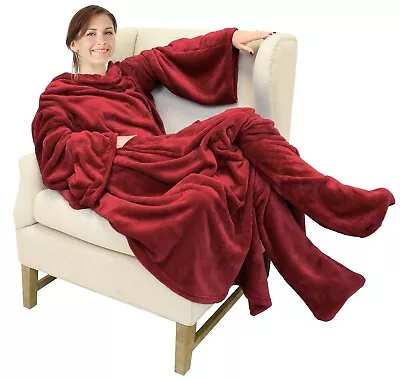 Catalonia Wearable Fleece Blanket With Sleeves And Foot Pockets ~ Adult • $28.95