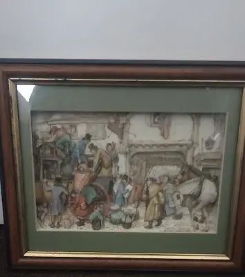 Anton Pieck The Coach Inn 3D Decoupage Framed Art Print 1996 • £14.99