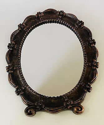 VTG 1949 COPPERCRAFT GUILD Oval Mirror Tabletop Easel Or Hanging Ribbon Detail • $30