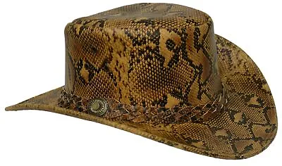 £27.95 • Buy Bush Hat Real Leather Python Print Cowboy Western Aussie Style Australian Boa