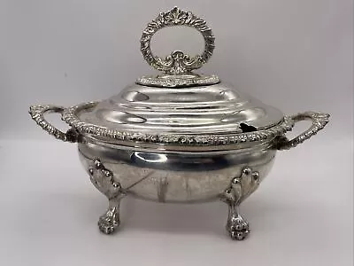 EPNS Silver Plated Oval Lidded Serving Dish With Handles 9 X 5 Scalloped Footed • $9.95