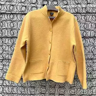 Eileen Fisher Goldenrod Marigold Mustard Boiled Wool Jacket MEDIUM • $78