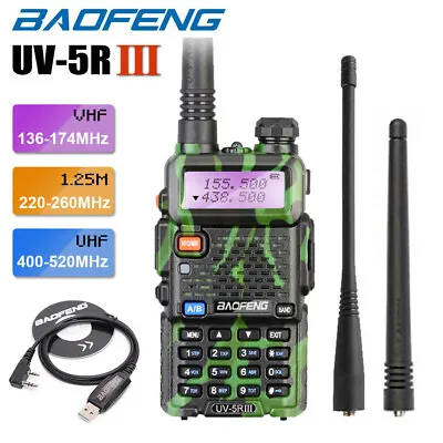 $34.99 • Buy BAOFENG UV-5R III Tri-Band UHF/VHF Walkie Talkie 2 Way Radio + Programming Cable
