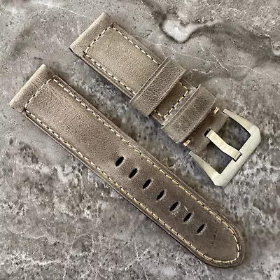 Quality Grey Assolutamente Leather Watch Strap For Panerai PAM 24mm Lug Watches • £38