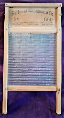 Antique National Washboard Co. No. 860 Glass Ribbed Scrub Board • $24.99
