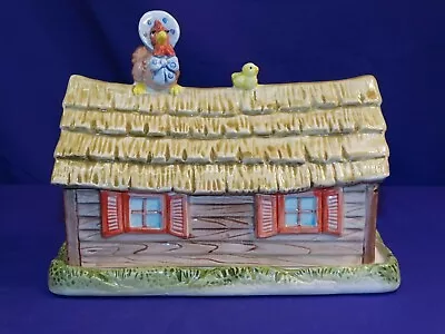 Vintage Lowell Davis Miss Maudes Hand Painted Porcelain Butter Dish Chickens • $29.99