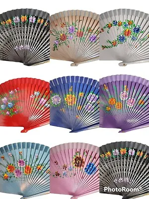 High Quality Vintage Inspired Spanish Folding Hand Painted Wood Fan For Her -USA • $9