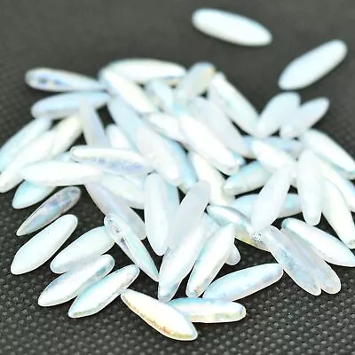 25 Beads - 2-Hole 5x16mm Dagger - Etched Crystal AB - Czech Glass • $4.89