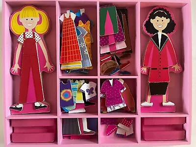 Melissa & Doug Abby & Emma Wooden Dress-Up Dolls Magnetic In Box • $9.99