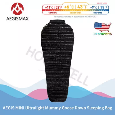 AEGISMAX Mummy Sleeping Bag 95% White Goose Down Ultralight 800FP Black 200CM US • $88.99