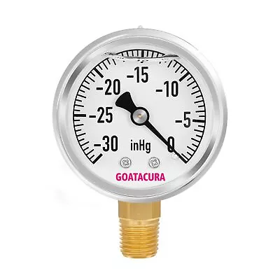 -30inHg-0 Glycerin Filled Vacuum Pressure Gauge 2  Dial Size 304 Stainless St... • $18.80
