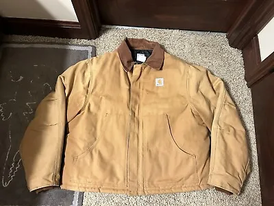 Vintage Carhartt J02 Brn Arctic Quilt Lined Duck Canvas Brown Jacket Size 50 • $90