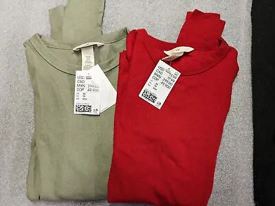 Lot Of 2 Women’s H&M Long Sleeve Ribbed Thermal Shirts (XS) Red Green NWT NEW • $12.99