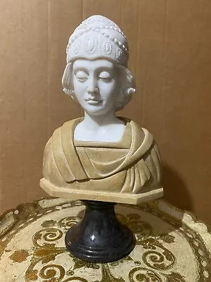 Marble Bust Of A Woman Wearing A Hat And Tan Robe • $150