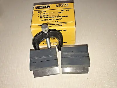 $49.99 • Buy General USA V-Block And Clamp Set No 116 Two 2 Blocks One 1 Clamp New In Box