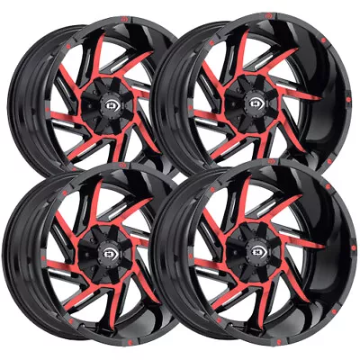 (Set Of 4) Vision 422 Prowler 20x12 6x5.5  -51mm Black/Red Wheels Rims 20  Inch • $907.96