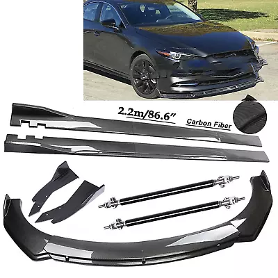 Carbon Fiber Front Bumper Spoiler 86.6  Side Skirt Kit For Mazda Speed 3 6 RX CX • $149.99