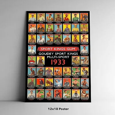1933 Goudey Sport Kings R338 Complete 48-Card Baseball Card Set Poster / Canvas • $79.99