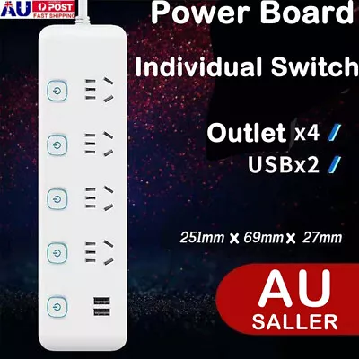 2 USB Charging Power Board 4 Way Outlets Socket Charger Ports Surge Protector AU • $17.99