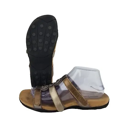 Minnetonka Leather Slides Womens 9 Adjustable Straps Beaded Slip On Sandals • $22.77