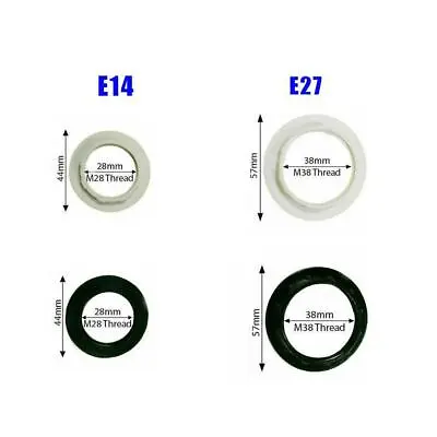 2 X Black Or White Light Shade Collar Adaptor E14 Holder E27 Lamp Bulb New H8 • £1.46