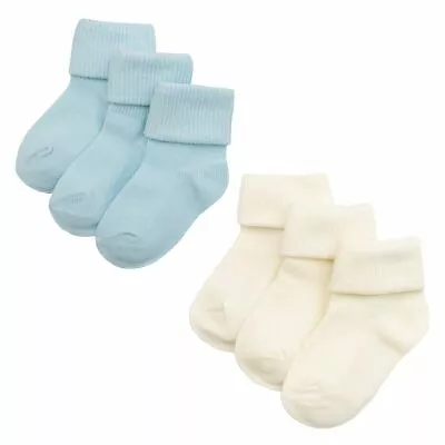 Baby SOCKS 3 Pack Ankle Turn Over Top Girl Boy • £3.95