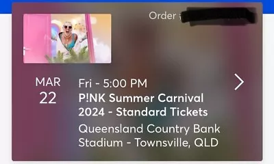 Pink Concert Tickets Townsville 2024 GOLDEN POD 2 TIX!!! • $100
