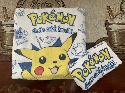 $17.99 • Buy Vintage Pokemon Pikachu Face Cloth & Towel Set Gotta Catch Em All 90s
