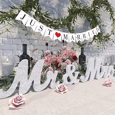 Mr & Mrs Sign For Wedding Table Large Sliver Wooden Mr And Mrs Sign & Just Ma... • $22.96