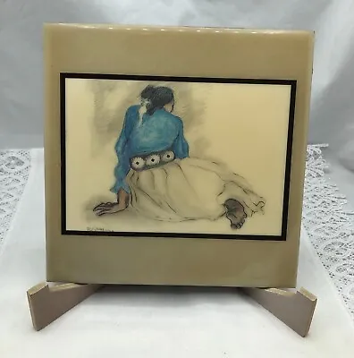 VINTAGE R C GORMAN Ceramic Tile Multicolor Art Woman Concho Belt Signed • $45