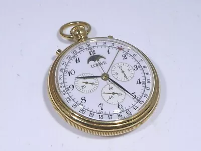 £1484.92 • Buy Swiss Loewe Manual Wind Chronometer Moonphase Pocket Watch Working