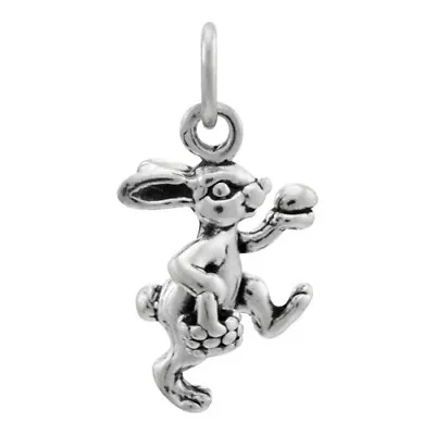 Sterling Silver Easter Bunny & Eggs Charm / Rabbit / Charms • £14.15